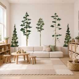 Watercolor Pine Tree Wall Decals, Forest Decal Set, Peel & Stick Trees, Woodland Art, Nursery Removable Trees - thumbnail 4