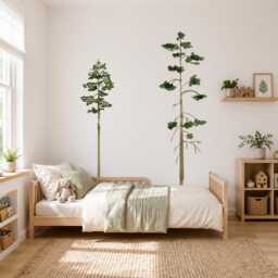 Watercolor Pine Tree Wall Decals, Forest Decal Set, Peel & Stick Trees, Woodland Art, Nursery Removable Trees - thumbnail 3