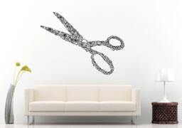 Hair Salon Barbershop Style Cutting Flower Scissors Tools Wall Decal Vinyl Sticker Mural Room Decor L1301 - thumbnail 1