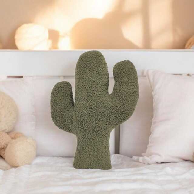 Sherpa Cactus Pillow Khaki Nursery & Boho Decor - image 1