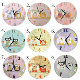 Personalised Owl Clock, Nursery Decor - Blue, Pink, Yellow, Purple, Gift For Girls, Wall Girls Room, Lover - thumbnail 2