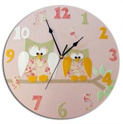 Personalised Owl Clock, Nursery Decor - Blue, Pink, Yellow, Purple, Gift For Girls, Wall Girls Room, Lover
