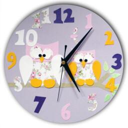 Personalised Owl Clock, Nursery Decor - Blue, Pink, Yellow, Purple, Gift For Girls, Wall Girls Room, Lover - thumbnail 4