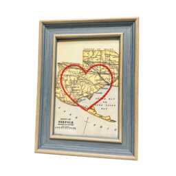 Norfolk County Heart Map - Custom Gift Anniversary For Him Framed Wedding Vintage Print With Hand-Embroidered - thumbnail 1