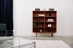 Bookcase, Bookshelf Made Of Oak Vaneer - Teak Colour Livlo T-R02
