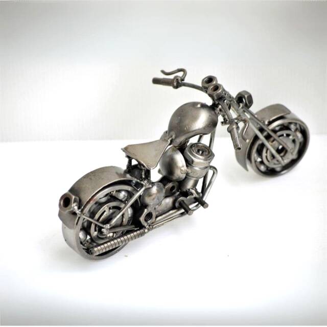 One-Of-A-Kind Metal Chopper Sculpture, Industrial Fantasy D??cor, Bike Lover Gift - image 1