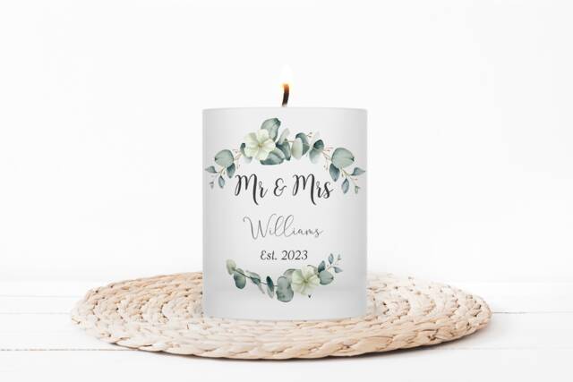 Personalised Wedding Anniversary Tea Light Holder Family Name Candle - image 1