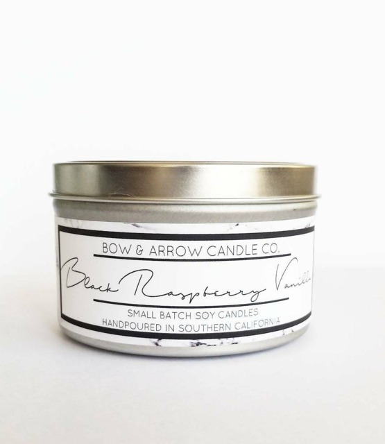 8 Oz Natural Soy Candle Black Raspberry Vanilla Scented - Tin Gift Ideas - image 1
