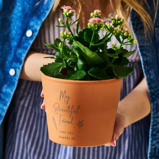 Engraved Terracotta Flower Pot - Personalized Friendship Gift - image 1