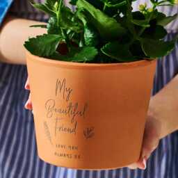 Engraved Terracotta Flower Pot - Personalized Friendship Gift - thumbnail 2
