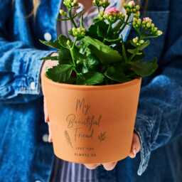 Engraved Terracotta Flower Pot - Personalized Friendship Gift - thumbnail 3