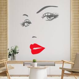 Woman Face Lashes Wall Decal Beauty Salon Decor Z44 - thumbnail 2