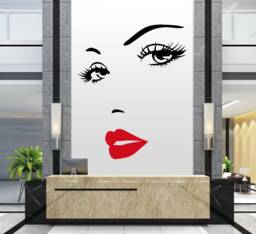 Woman Face Lashes Wall Decal Beauty Salon Decor Z44 - thumbnail 1