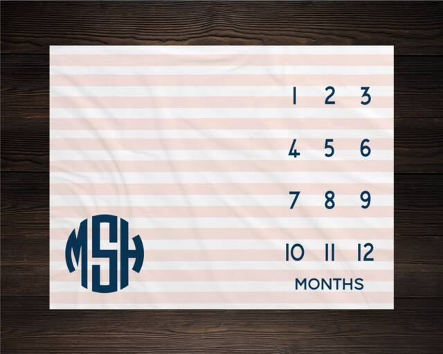 Personalized Baby Blanket Milestone Month Growth Tracker Custom Gift For New Mom Shower Watercolor Monogram Newborn - image 1