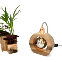 Wooden Desk Lamp, Bedside Handmade Wooden Table Scandinavian Style Design, Hygge Lamp - thumbnail 3