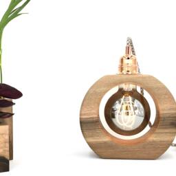 Wooden Desk Lamp, Bedside Handmade Wooden Table Scandinavian Style Design, Hygge Lamp - thumbnail 2