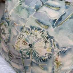 Decorative Cushion Cover Made in Voyage Maison Langdale Fabric Teal, Floral Bee Design Pillow Cover, Countryside Farmhouse Home Decor - thumbnail 2