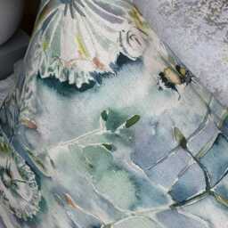Decorative Cushion Cover Made in Voyage Maison Langdale Fabric Teal, Floral Bee Design Pillow Cover, Countryside Farmhouse Home Decor - thumbnail 3