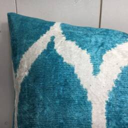 Handwoven Silk Ikat Pillow Cover, Turkish Home Decor - 24x24 - thumbnail 3