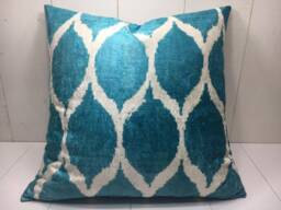 Handwoven Silk Ikat Pillow Cover, Turkish Home Decor - 24x24 - thumbnail 1