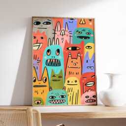 Abstract Monster Art Print, Colorful Pop Illustration, Modern Graffiti Style Wall Art, Quirky Character Painting For Home Or Studio - thumbnail 2