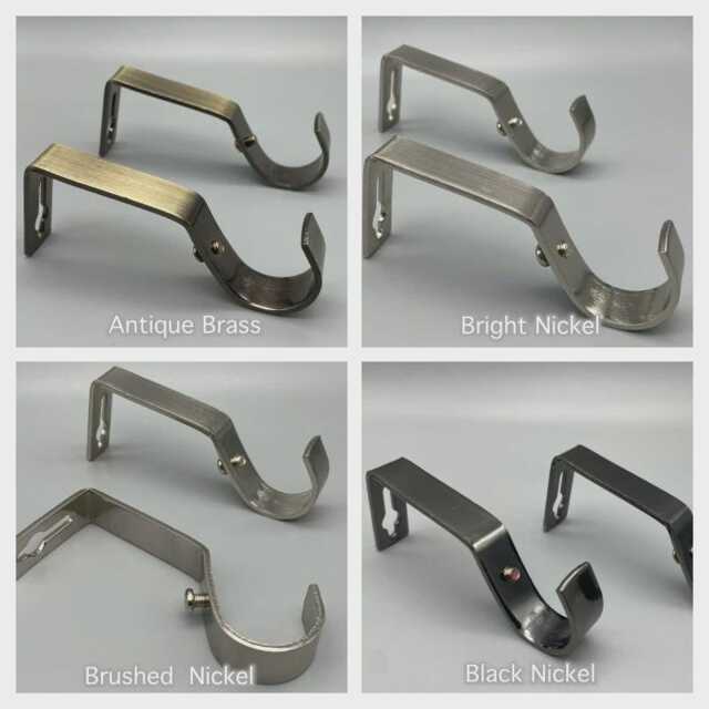 2x Metal Brackets For Curtain Poles - Fits Up To 30mm Wide Various Colours With Screws & Plugs - image 1