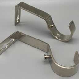 2x Metal Brackets For Curtain Poles - Fits Up To 30mm Wide Various Colours With Screws & Plugs - thumbnail 2
