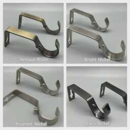2x Metal Brackets For Curtain Poles - Fits Up To 30mm Wide Various Colours With Screws & Plugs - thumbnail 1