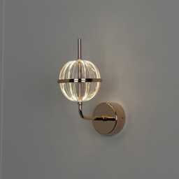 Modern Gold Wall Sconce, Clear Acrylic Globe Led Lamp - thumbnail 4