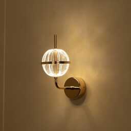 Modern Gold Wall Sconce, Clear Acrylic Globe Led Lamp - thumbnail 2