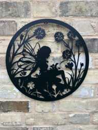 40cm Wall Art Black Fairy Fairies Floral Garden Decoration Decor Home Gift