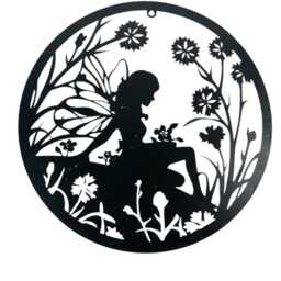 40cm Wall Art Black Fairy Fairies Floral Garden Decoration Decor Home Gift - thumbnail 3