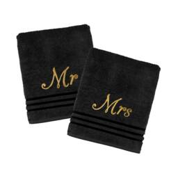 2 X Personalized Luxury Bath Towels His Hers/Mr Mrs 100% Cotton Terry Towelling Extra Absorbent Shower Anniversary Wedding Gift