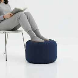 Pouffe Footstools Navy Blue Bean Bag Ottoman Style Round Polyester Footstool Pouf - Water Resistant - thumbnail 2