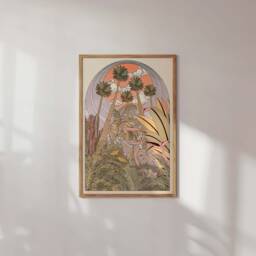 Botanical Art Print Pink Greenhouse Palm Trees - A3 A4 Sizes - thumbnail 2