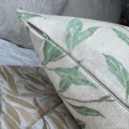 Trailing Willow Leaf Cushion Cover - Sanderson Osier Fabric - Green Linen Mix, Green Throw Pillow Cover, Countryside Home Decor - thumbnail 3