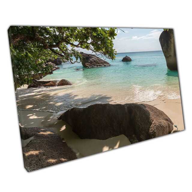 Seascape Wall Art Print On Canvas - Tranquil Beach Scene For Home Or Office Decor Holiday Paradise - image 1