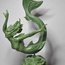 Mermaid Statue, Hand Painted Resin Sculpture, Jade Finish- Mythical Creature Figurine- Unique Legendary Figurine Fantasy Art Decor - thumbnail 2