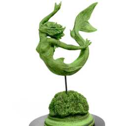 Mermaid Statue, Hand Painted Resin Sculpture, Jade Finish- Mythical Creature Figurine- Unique Legendary Figurine Fantasy Art Decor - thumbnail 3