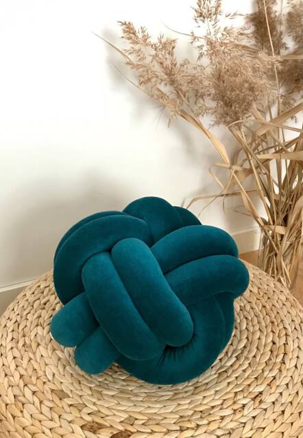 Teal Knot Cushion, Scandinavian Minimalist Design Reversible Pillow 2In1 - image 1