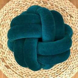 Teal Knot Cushion, Scandinavian Minimalist Design Reversible Pillow 2In1 - thumbnail 3