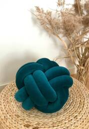 Teal Knot Cushion, Scandinavian Minimalist Design Reversible Pillow 2In1