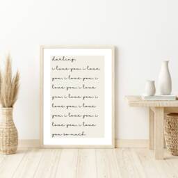 Darling, I Love You Print - Wall Art Home Decor Minimal Valentine Gift Bedroom Beige - thumbnail 2