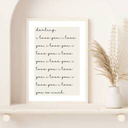 Darling, I Love You Print - Wall Art Home Decor Minimal Valentine Gift Bedroom Beige - thumbnail 1