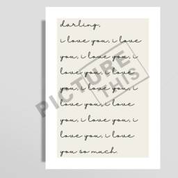 Darling, I Love You Print - Wall Art Home Decor Minimal Valentine Gift Bedroom Beige - thumbnail 3