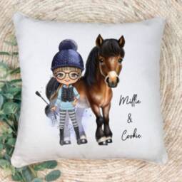 Personalized Equestrian Cushion, Horse Riding Gift, Gift For Girls, Personalised Character Pillow - thumbnail 1