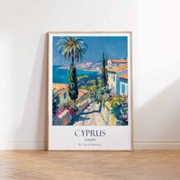 Cyprus Print, Travel Poster, Europe Decor, Gift Art, Wall Art - thumbnail 2