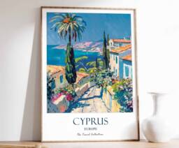 Cyprus Print, Travel Poster, Europe Decor, Gift Art, Wall Art - thumbnail 1