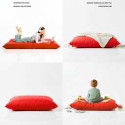 Bean Bag Red Floor Cushion Large Polyester Pillow - thumbnail 3