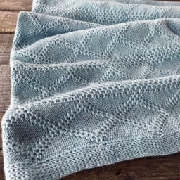 Blue Alpaca Blanket, Knit Wool Baby Wrap, Knitted Light Blue, Navy, Ivory, Throw, Girl, Boy, Newborn Gift, Shower, Photo Prop - thumbnail 2